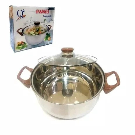 Panci Kuah Rebus Masak Q2 20 cm Stainless Soup Pot Pan