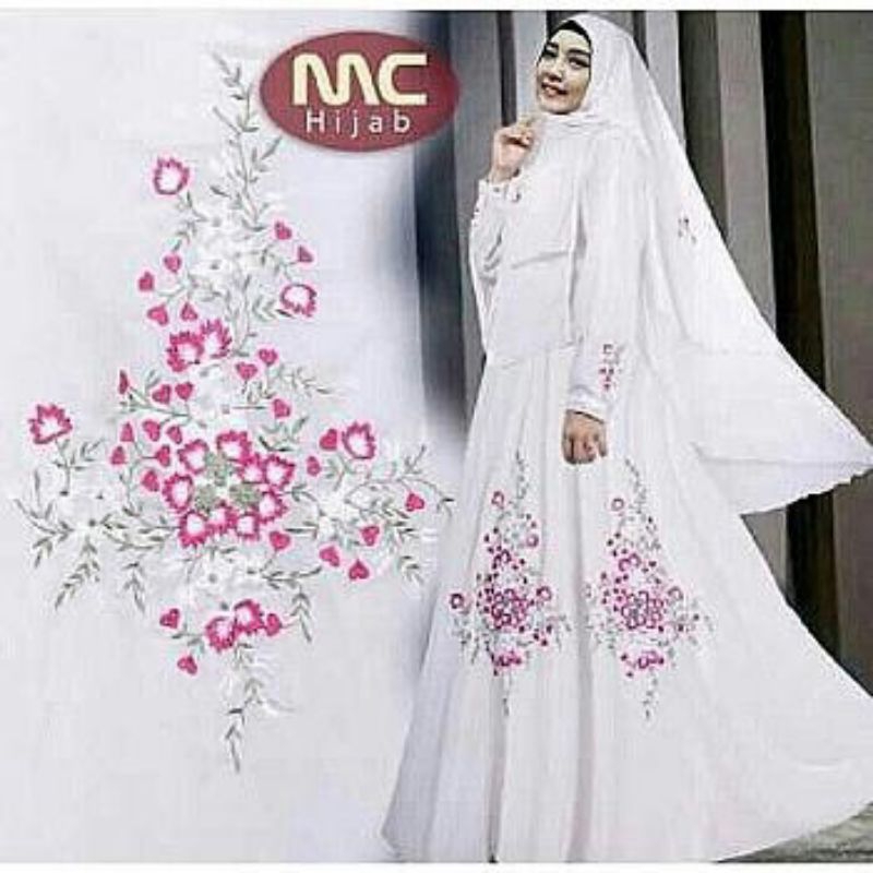 Baju Gamis Putih - Hx Gamis Narcisus Putih - Baju Gamis Set