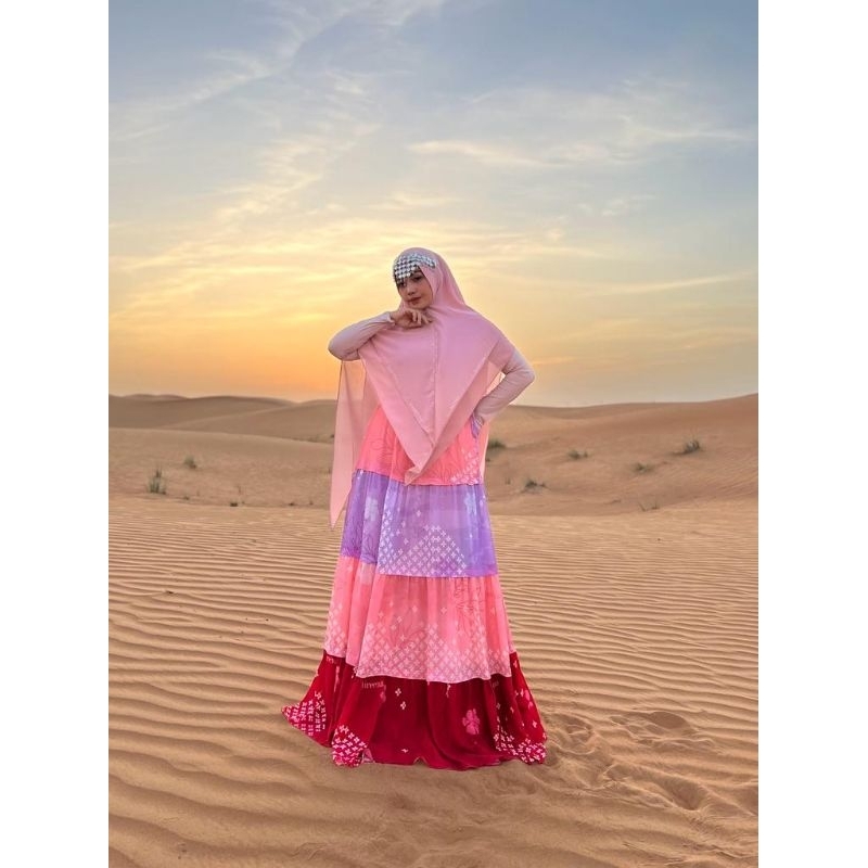 KHALIFA PINK SET GAMIS DAILY DRESS SYARI BY QAIREENA HIJAB LUXURY