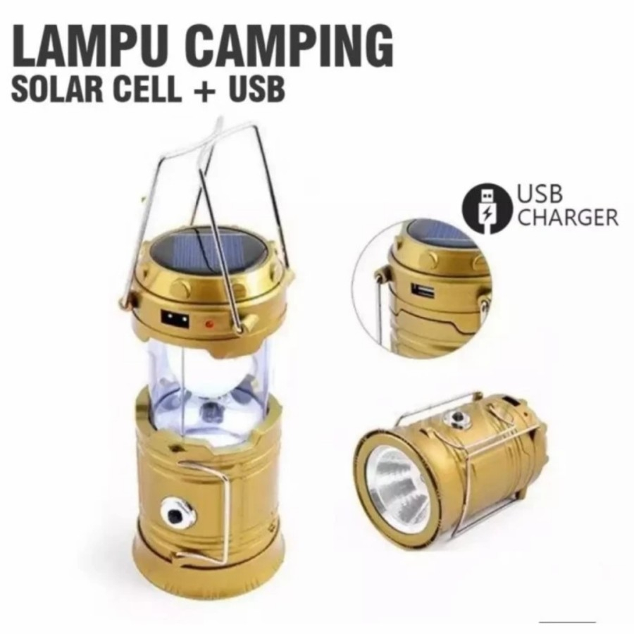 * MKA *  LAMPU CAMPING SENTER + LANTERN 6 LED TENAGA SURYA BISA BUAT POWER BANK / LAMPU CAMPING LENTERA SOLAR 6 LED