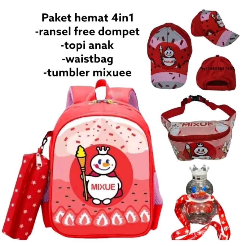 Paket Hemat 4in1 Tas Ransel Anak Sekolah TK SD Mixuee Bisa Bayar Ditempat ( COD )