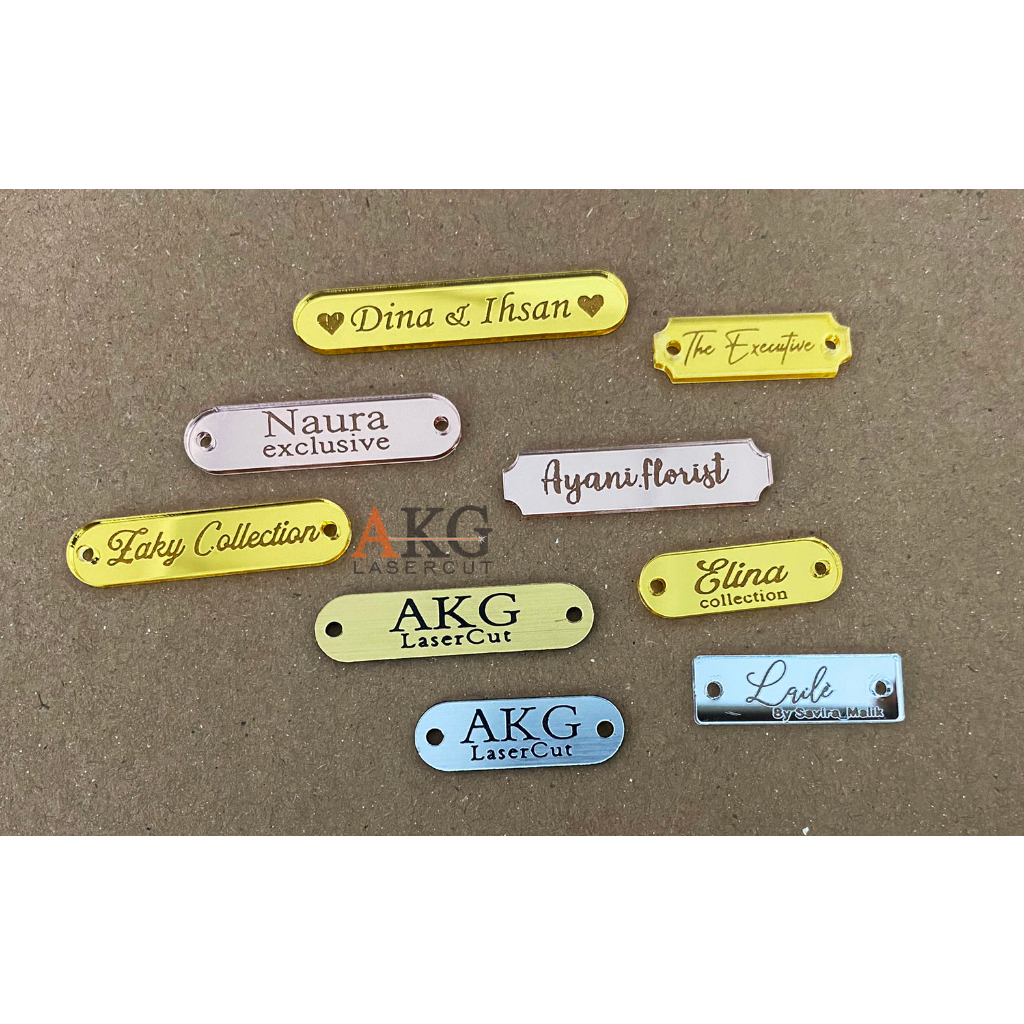 

MINIMAL ORDER 50PCS | CUSTOM Label Akrilik Label Custom Label Hijab Label Baju Label Tas Label Mukena Label Nama Sendiri Label Hijab Label Gamis