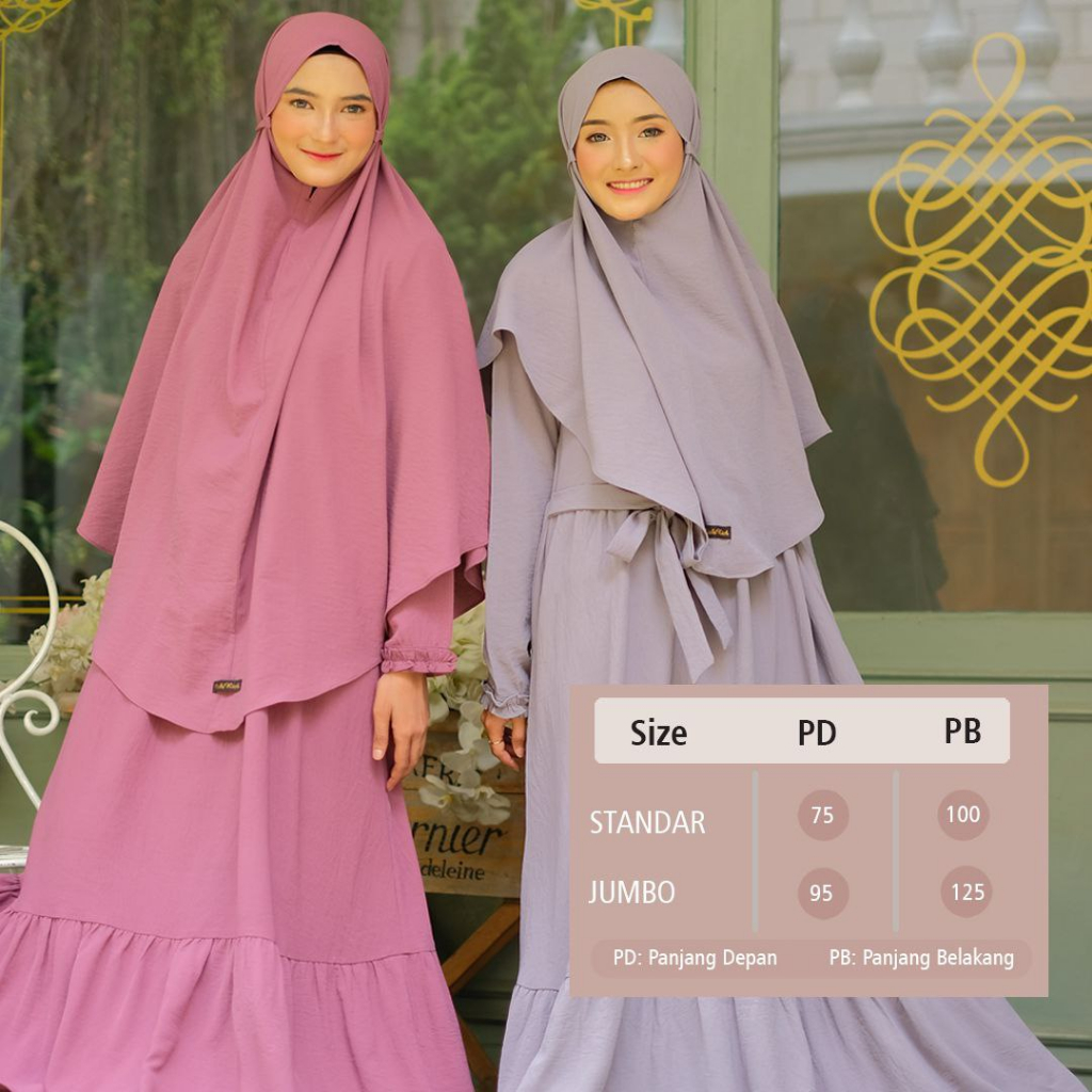 Riskirich Hasya Khimar Jilbab Bergo Uk Standar dan Jumbo Bahan Airflow Crinkle Premium