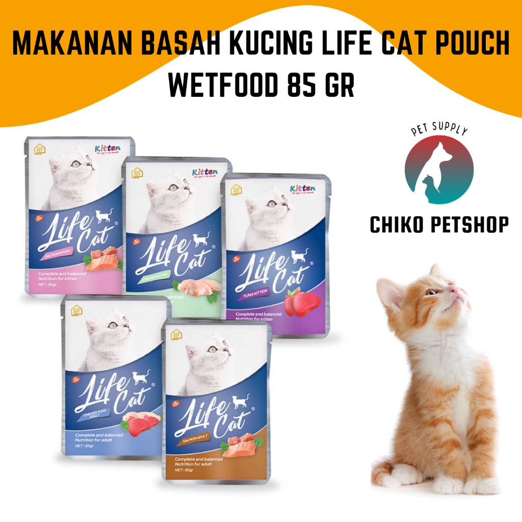 Makanan Kucing Life Cat Food Kitten dan Adult Pouch 85 gr Lifecat