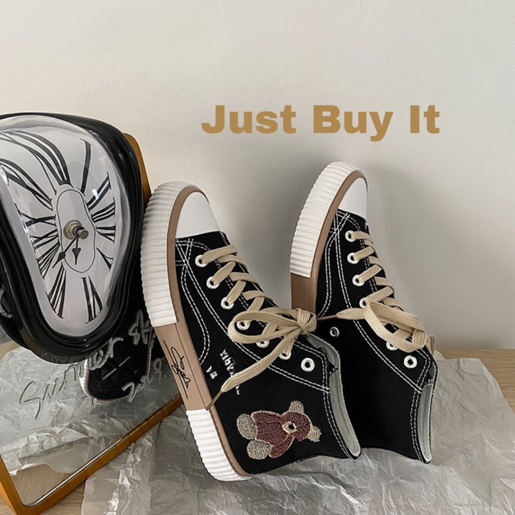 JBI-0253 [ Bisa COD ] Sepatu Kanvas  Wanita Model Bear Tinggi Sepatu Canvas Wanita Import High Quality-Sepatu Canvas Wanita Impor Sepatu Fashion Original