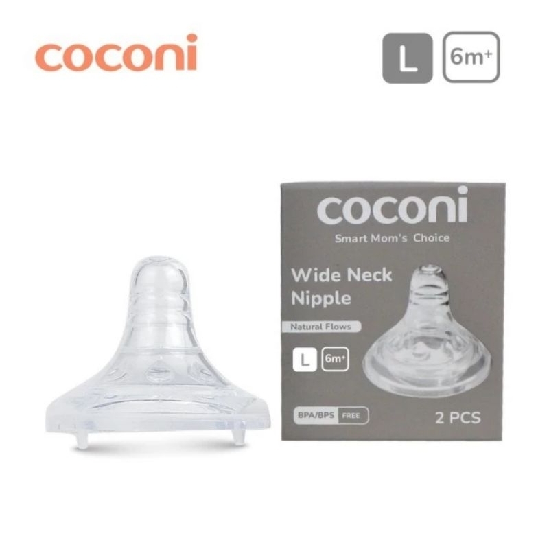 COCONI Wide Neck Nipple Replacement S M L (2 pcs)