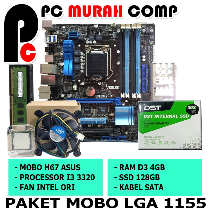 Mobo Mothetboard Mainboard H67 soket LGA 1155 3220 Paket Lengkap