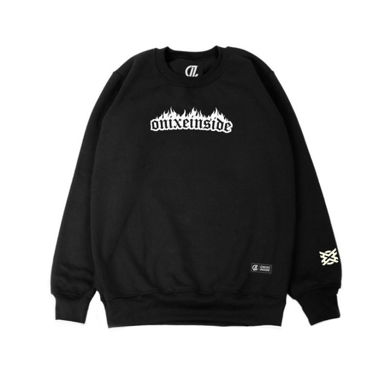 Crewneck ONIXE INSIDE Bordir FULL BLACK Original Premium Pria Wanita High Quality [ BISA COD ]