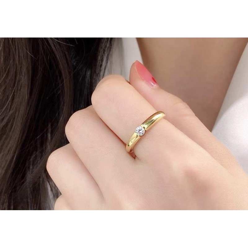 Cincin Titanium Couple Single Diamond Elegan Fashion Style Premium C33