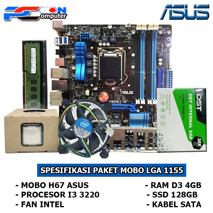 Mobo Mainboard Motherboard SOKET LGA 1155 H67 Plus i5 3470