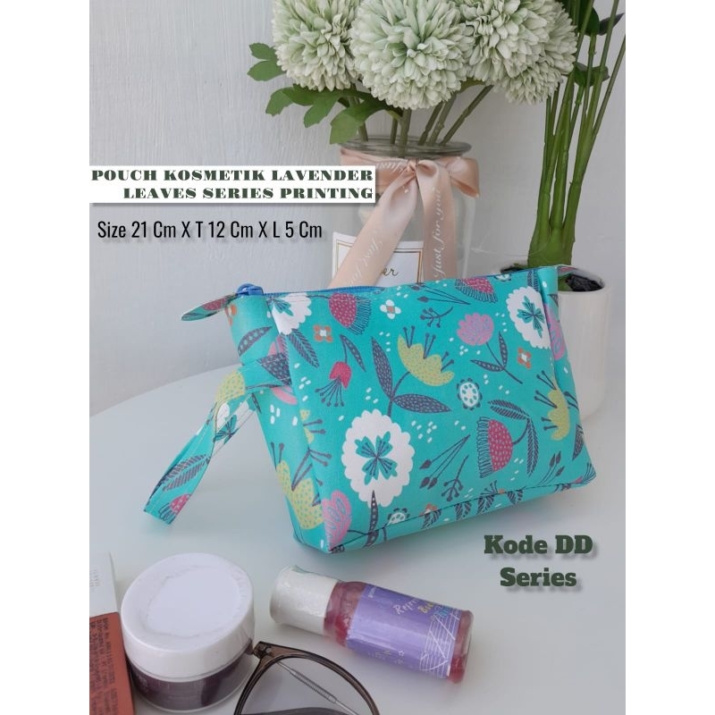 POUCH KOSMETIK LAVENDER LEAVES SERIES PRINTING