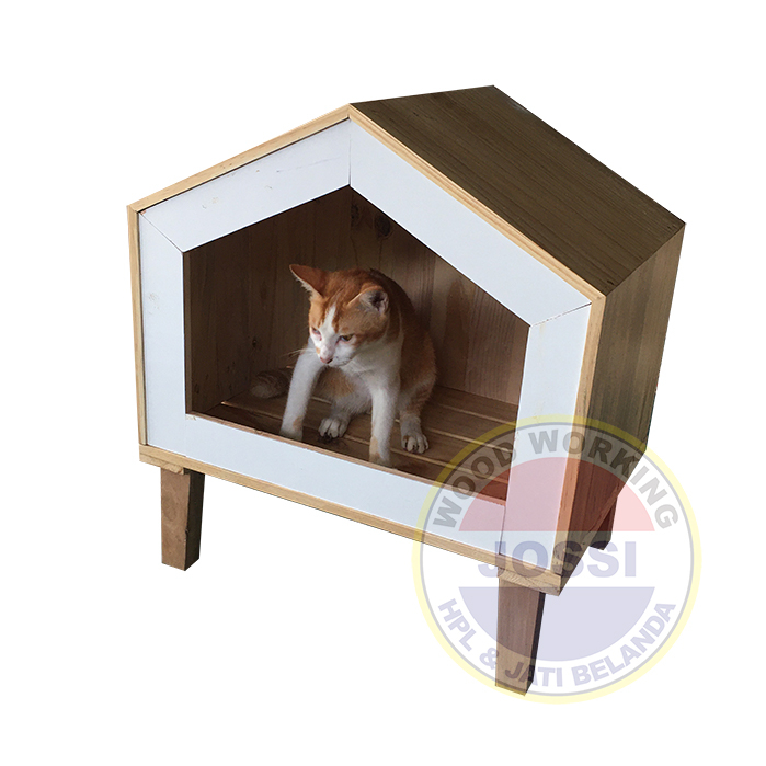 Rumah Kucing / Rumah Anjing Hewan Peliharaan Kayu Jati Belanda
