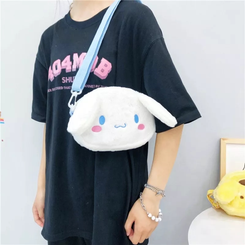 Tas Selempang Boneka Cinnamoroll Lucu Import Sling Bag Bulu Korea