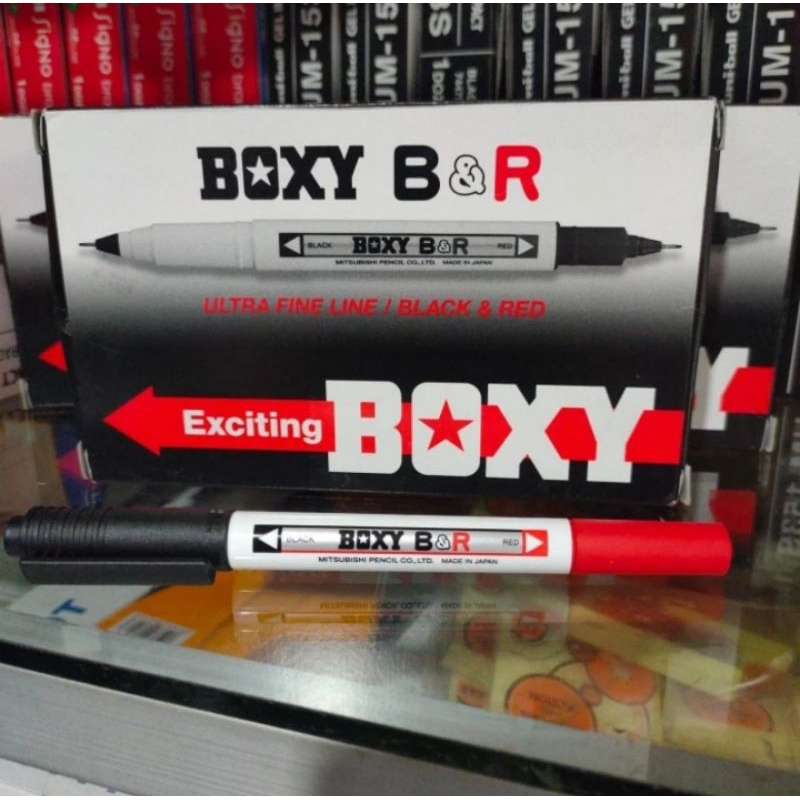 

pulpen boxy b&r pena boxy black dan red original
