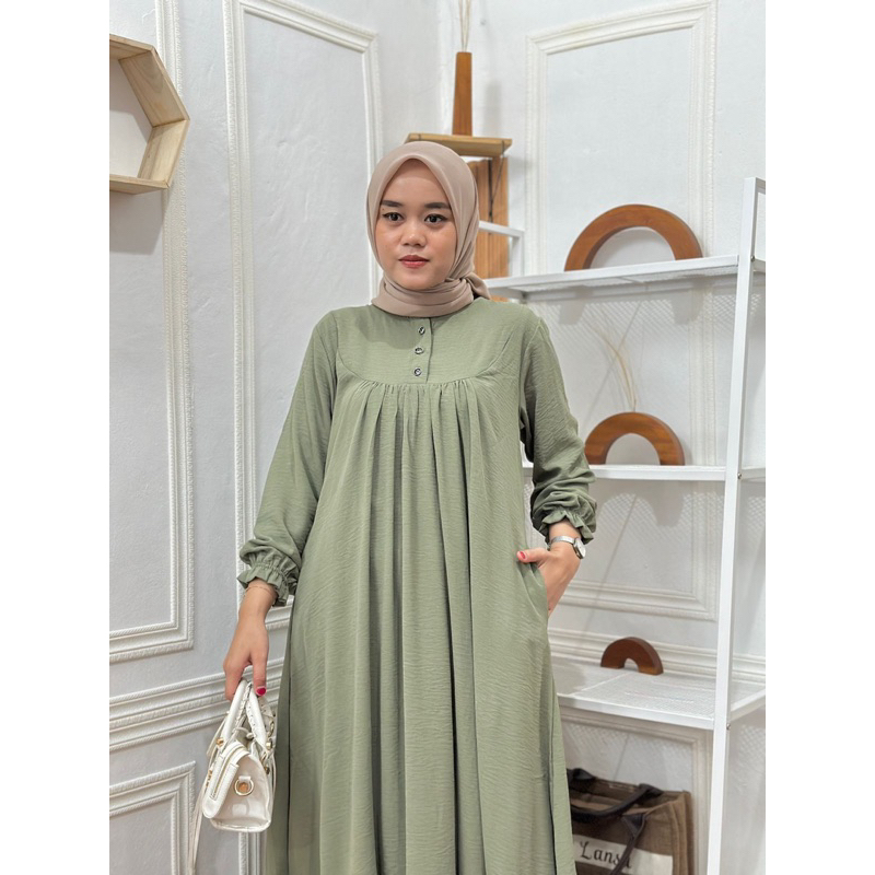 Dress Jemina, Bahan Crinkle Airflow Premium, JUMBO LD 120 PB 140