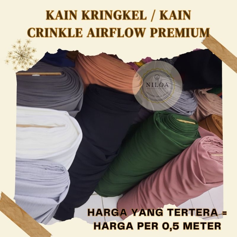 KAIN CRINKLE AIRFLOW / KAIN KRINGKEL / KRINGKEL CRINKLE AIRFLOW METERAN MURAH / KAIN KATUN CRINKLE K