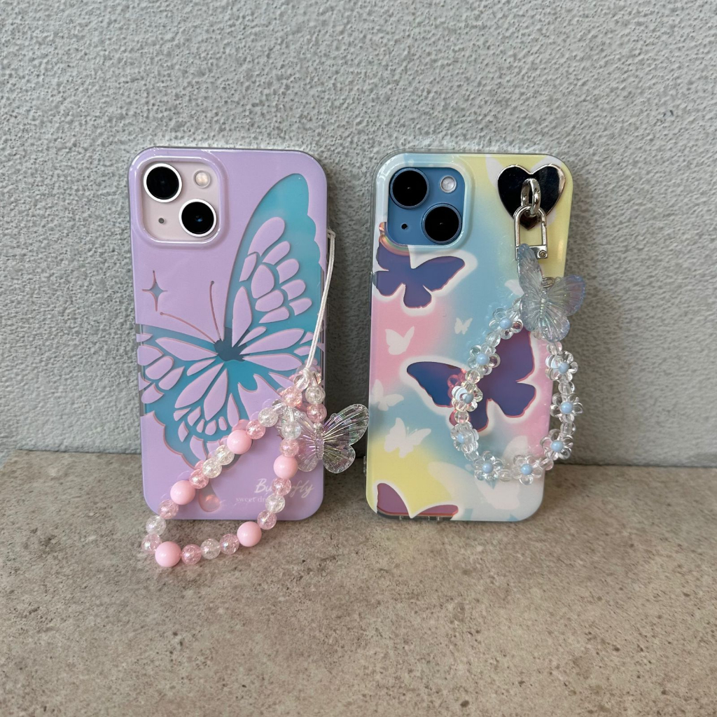 ◤HOT◢ (TERSEDIA SERI 15) Seraphim Butterfly Phone Case with Charm (11 12 13 14 15 PRO PLUS PROMAX)