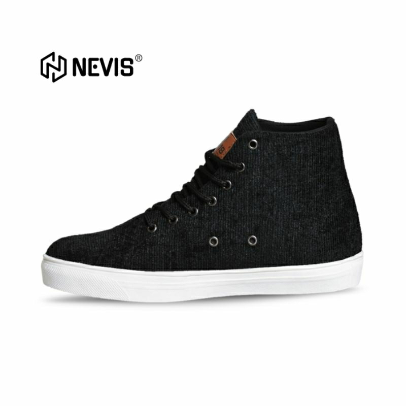 Sepatu Sneakers Casual Pria Original Nevis Nvs 01 - Sepatu Boots Sekolah Kerja Kuliah Pria Hitam