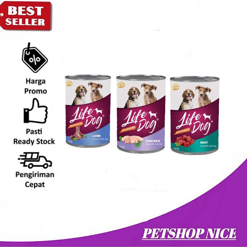 Life Dog Kaleng 380 gr Makanan Anjing / dog food beff / chiken Flavour