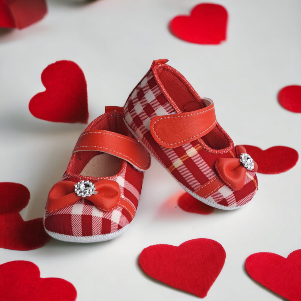 Sepatu Bayi Perempuan Strawberry Pita Usia 0-14 Bulan