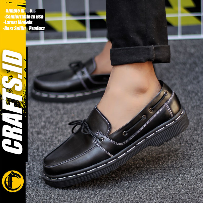 Sepatu Formal Loafers Docmart Pantofel Hitam Kerja pria