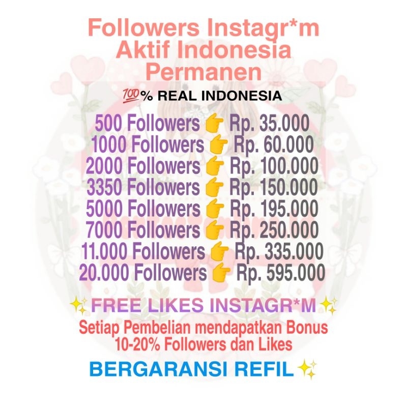 Followers Indonesia Aktif Permanen + Bonuss