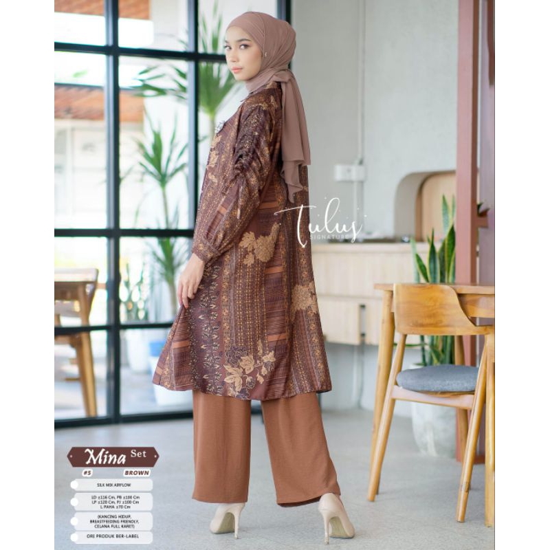 MINA SET #5 BY TULUS SIGNATURE / ONESET SILK AIRFLOW WANITA MUSLIMAH / Setelan celana LD 116