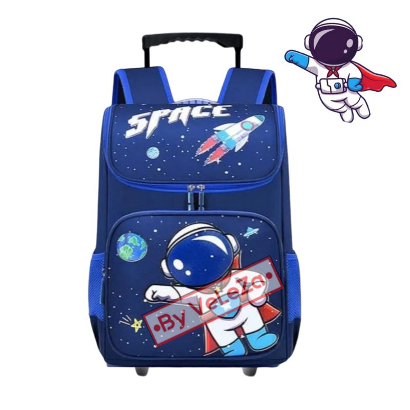 Tas Ransel Troli Anak Astronot Space Free Botol Minum - Tas anak