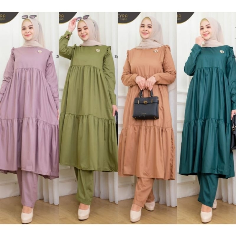DELINA JUMBO SET (LD 110 CM) || SET TUNIK DAN CELANA PANJANG TOYOBO