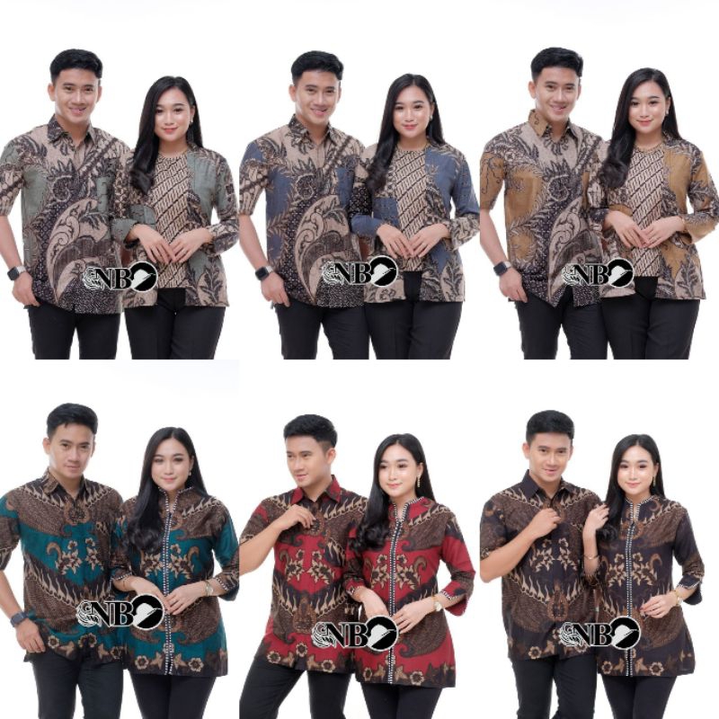 baju batik pasangan Batik Couple Modern Atasan Blouse Batik Kerja Kantor Wanita Baju Batik Wanita Dan Pria Seragam M L XL XXL