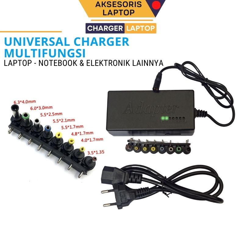 Power Adaptor Charger Universal DC 12V/15V/16V/18V/19V/20V/24V 4-5A 96W untuk Laptop ASUS ACER DELL Lenovo Sony Toshiba