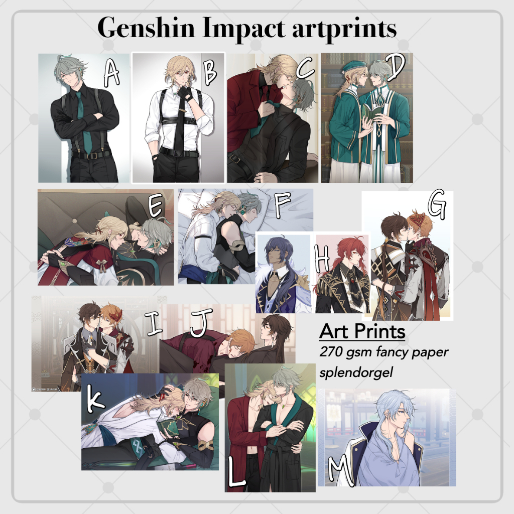 

genshin art prints A5 A4