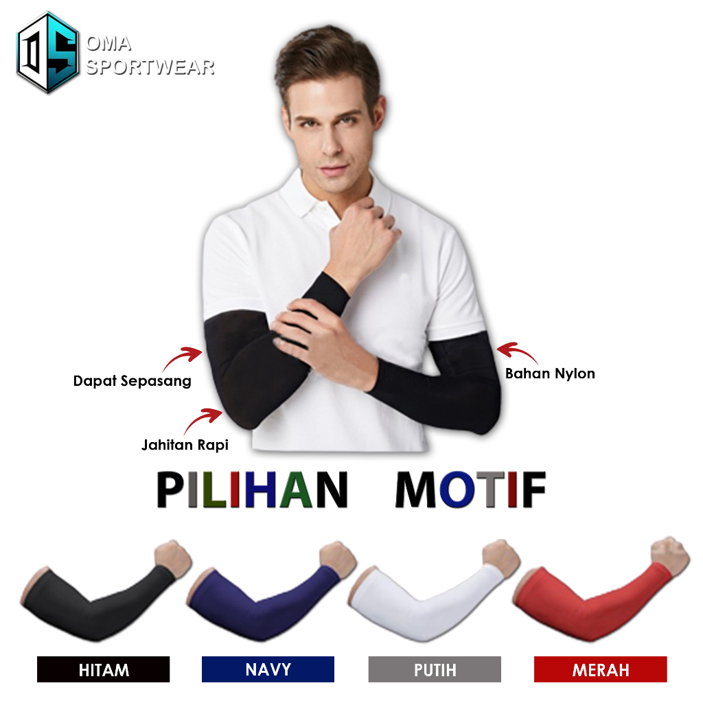 Manset Deker Lengan Tangan Pria Panjang Polos Olahraga Outdoor