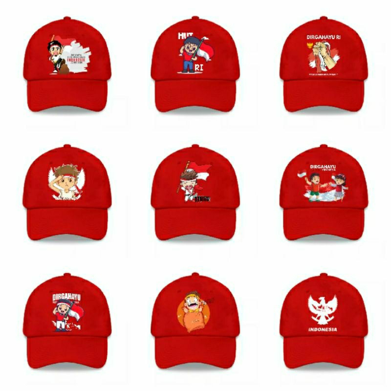 Topi kemerdekaan Topi Anak Laki Laki perempuan Hut kemerdekaan Indonesia usia 2-10 tahun topi Agustusan Topi Hut Ri 80 th