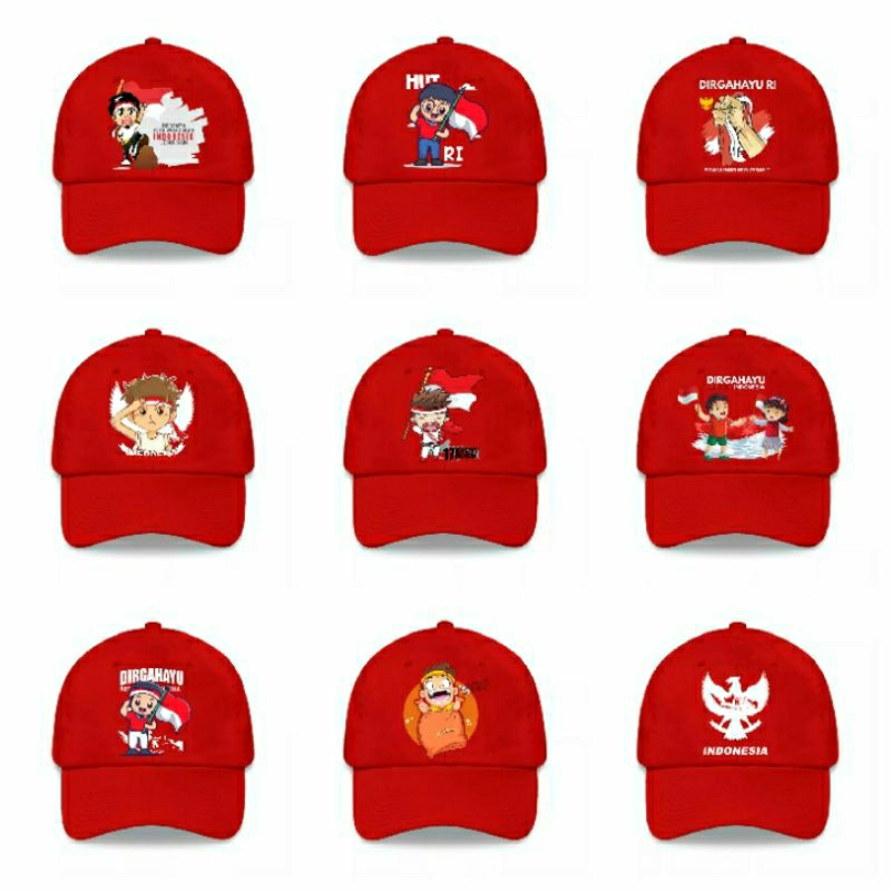 Topi kemerdekaan Topi Anak Laki Laki perempuan Hut kemerdekaan Indonesia usia 2-10 tahun topi Agustusan