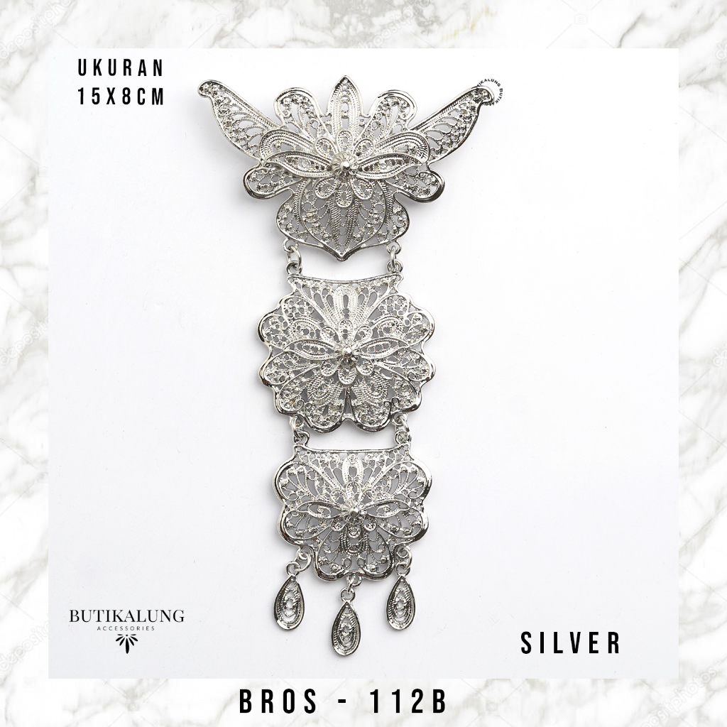 BROS KEBAYA ETNIK KUTUBARU 3 SUSUN JURAI BESAR WARNA SILVER