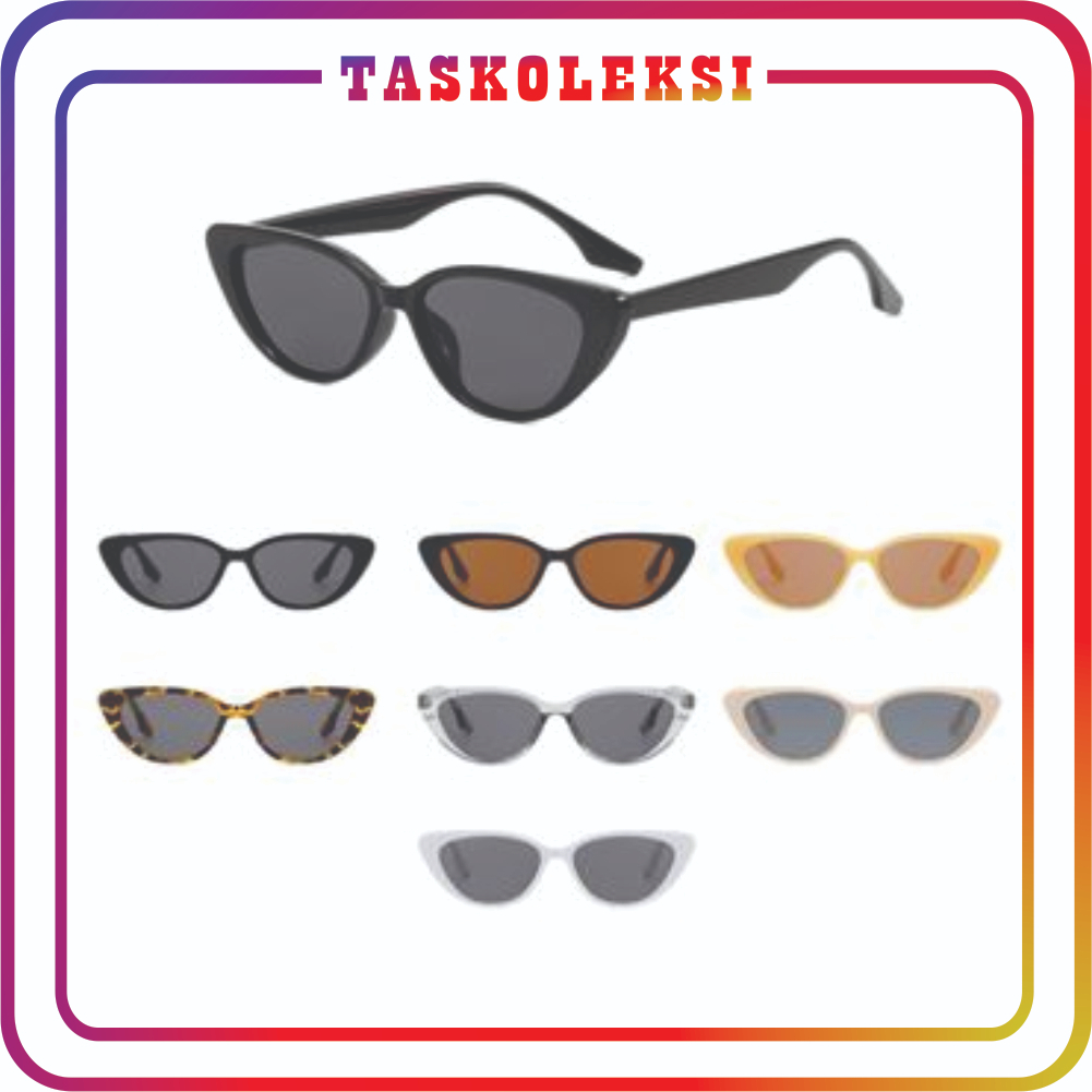 ☛TK☚ Kacamata Hitam Wanita Model cat eye retro Eropa + Amerika frame Kecil G044