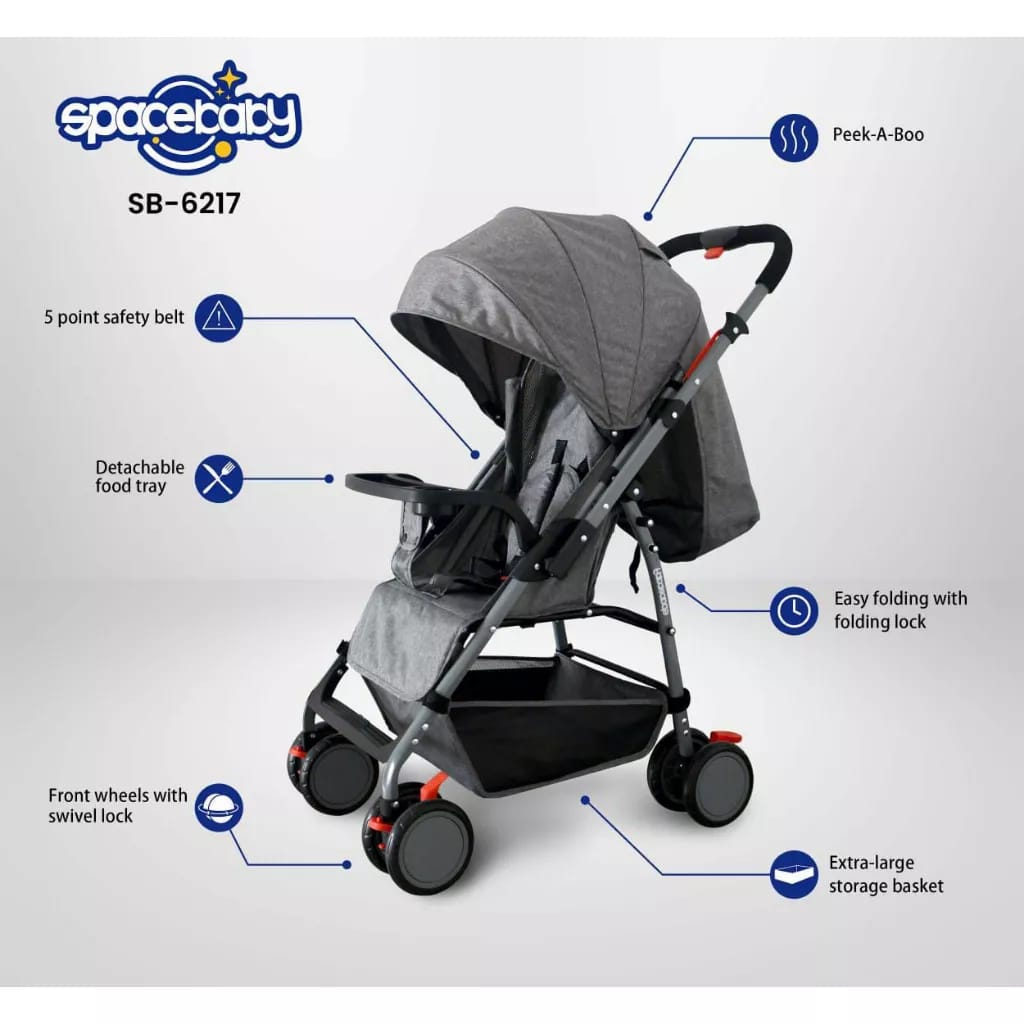 Spacebaby SB-6217 Stroller Reversible Stir / Kereta Dorong Anak