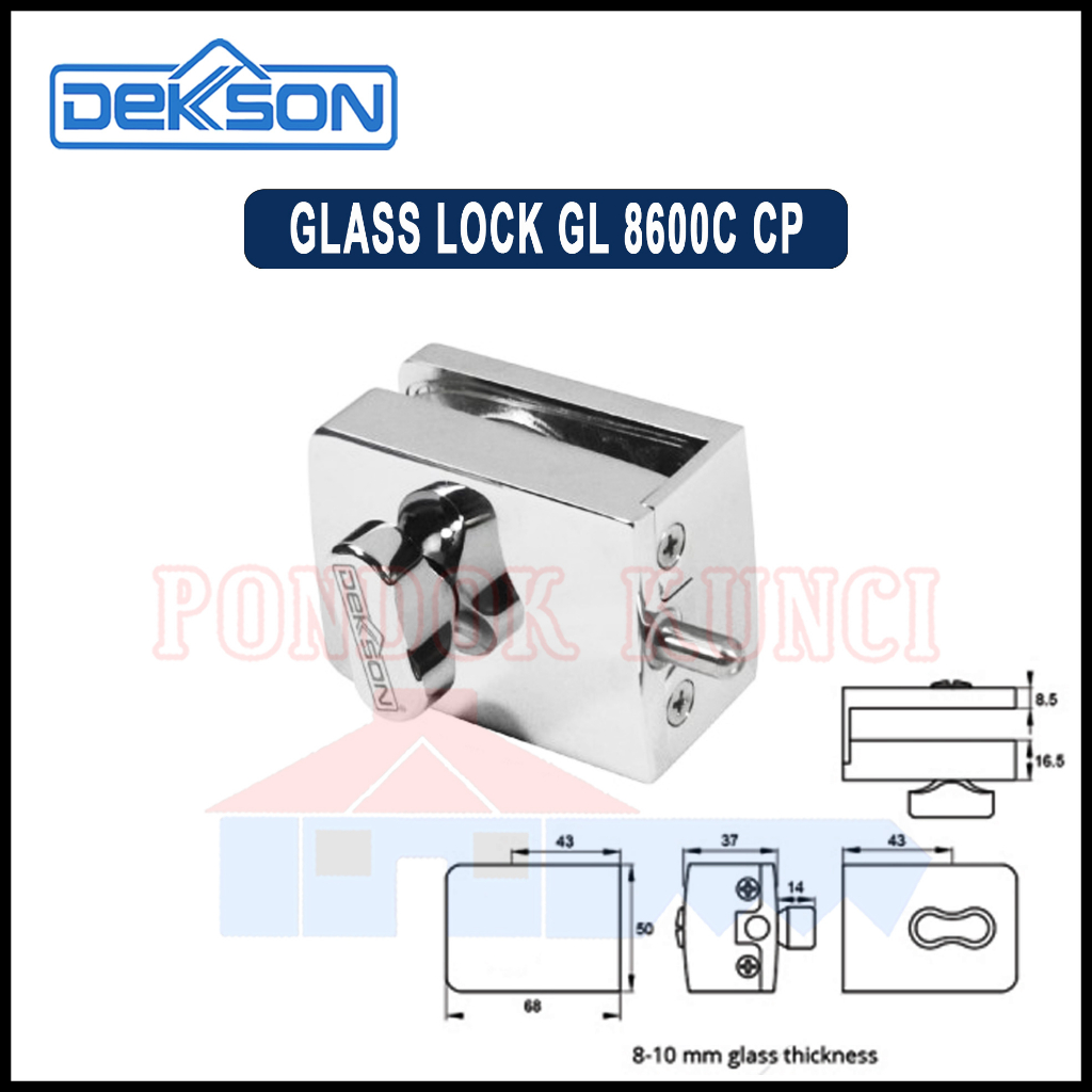 Kunci Pintu Kaca Kamar Mandi Dekkson GL 8600C CP Shower Glass Lock Dekson