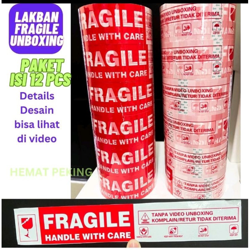 

Lakban Fragile Merah Putih Unboxing Bahasa Indonesia Isi 12 pcs