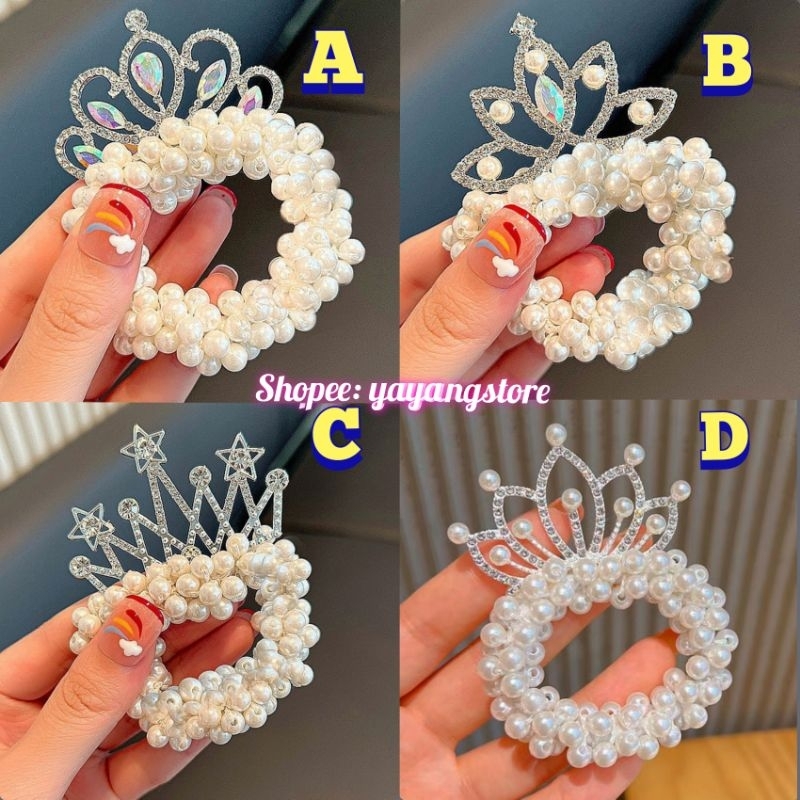 Karet Rambut / Kuncir Rambut / Ikat Rambut / Mahkota Mutiara Rambut Anak / Princess Cinderella Cantik Manis Anak Perempuan / Diamond Stone Crown Kado Anak Perempuan