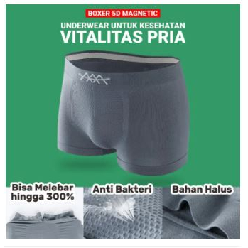 [ ISI 3 PCS ] BOXER PRIA DEWASA TERAPI KESEHATAN 5D UNDERWARE CELANA DALAM MAGIC