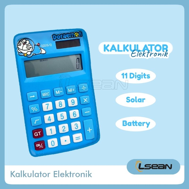 KALKULATOR ELEKTRONIK DUAL POWER SOLAR LUCU 11 DIGITS BATERAI KANCING