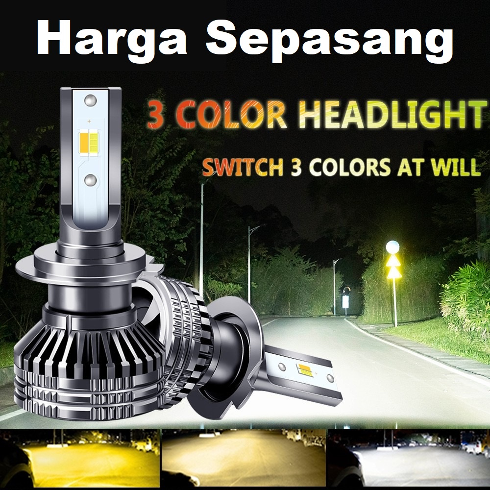 LAMPU LED DEPAN - FOGLAMP MOBIL H1 H3 HB4 3 WARNA DUAL CHIP CSP