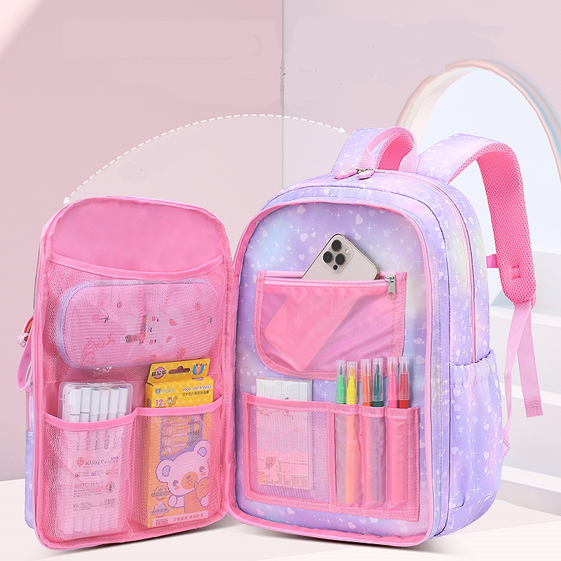 RAINBOW NEW ALL IN POCKETS COLORFUL 18 INCH WATERPROOF EDITION - Tas Ransel Sekolah Anak Perempuan SD SMP Model Pelangi Kulkas Terbaru Impor