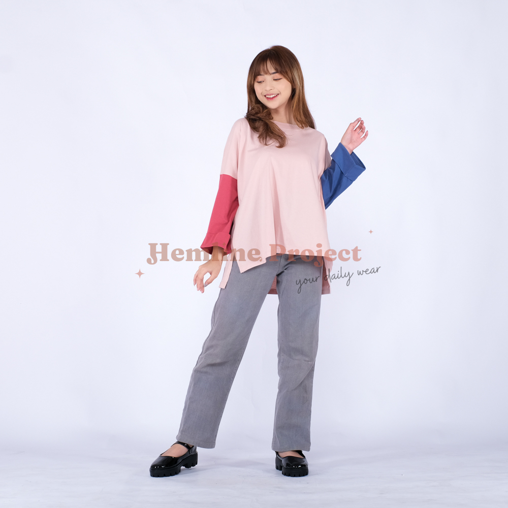 Hayla Oversized Plain - Blush Denim