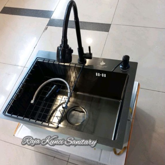 Kitchen Sink 5040 Black ONAN GOLDEN HAND/Paket Lengkap Kitchen Sink 5040 Stainless Black/Onan/Golden Hand