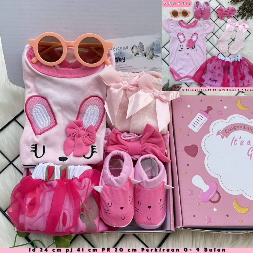 HAMPERS BAYI Hampers baby girl / Giftset kado baby / Paket baju bayi free kartu ucapan