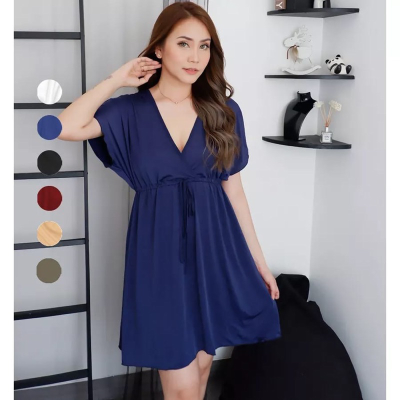 Baju Piyama Dress Model V | Baju Daster Bahan Rayon Crinkle