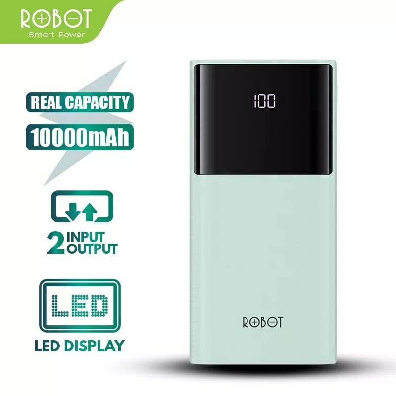 ROBOT POWERBANK RT 190S 10000mAh LED Display Dual Input Type-C &amp; Micro Fast Charging